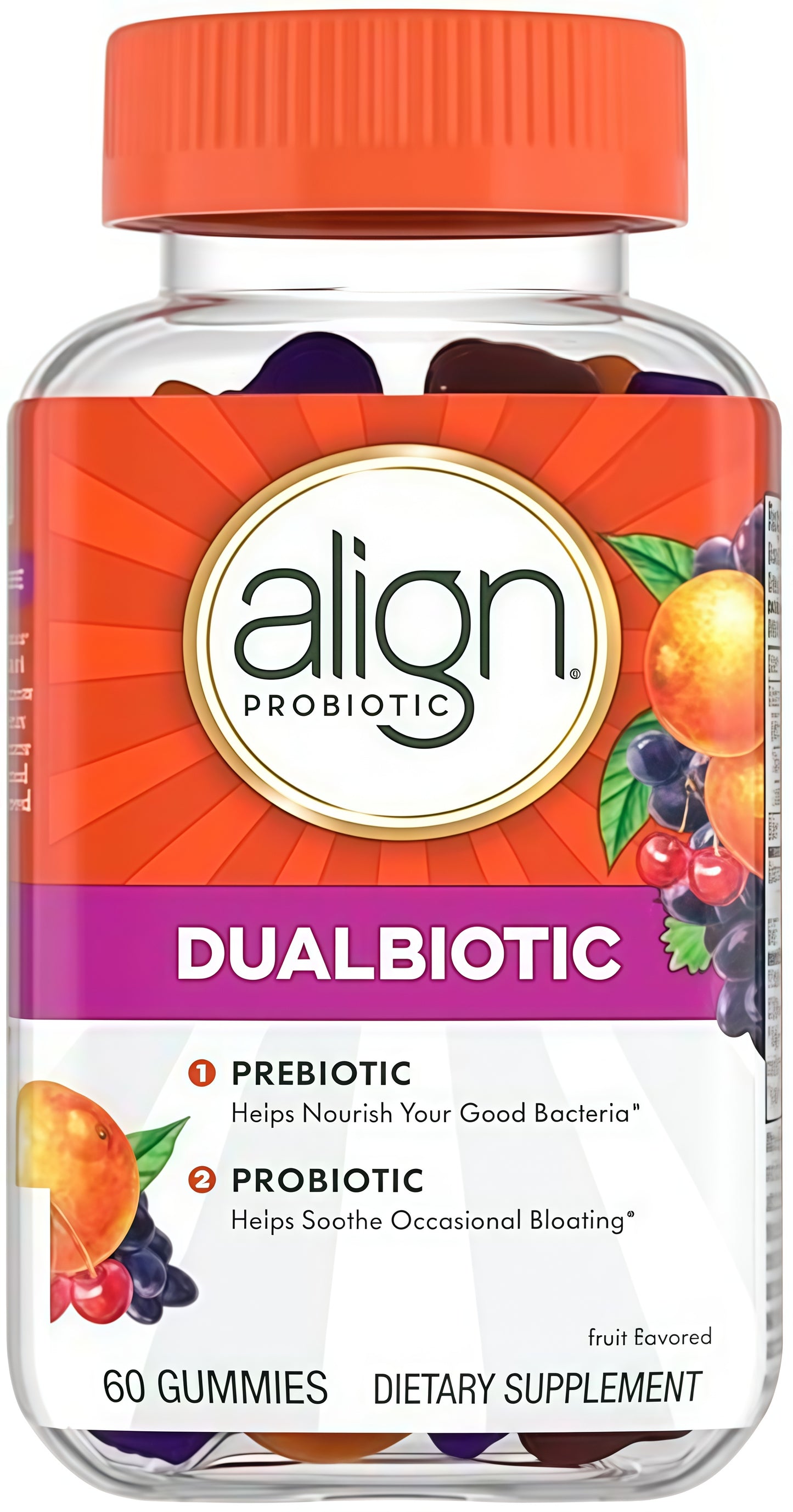 Align Dualbiotic,Prebiotics and Probiotics for Women and Men, Prebiotics Help Nourish Good Bacteria, Natural Fruit Flavors